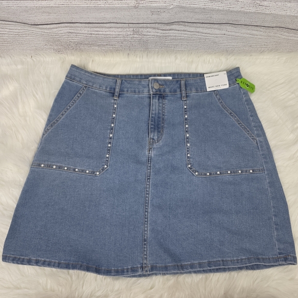 Marc New York Jeans Denim Blue Mini Skirt with Silver Rivets - Picture 1 of 10